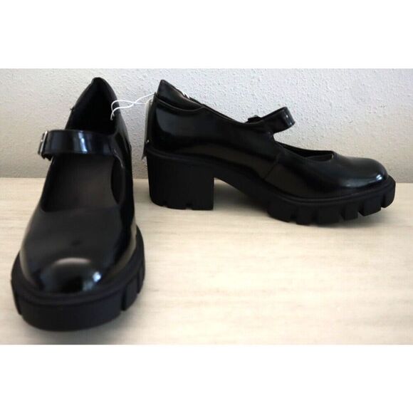 Old Navy Women's Sz 8 Blackjack Faux Leather Chunky Heel Mary Jane Shoes - Picture 2 of 11